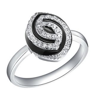 Stylish Sliver With Cubic Zirconia Oval Womens Ring(1 Pc)