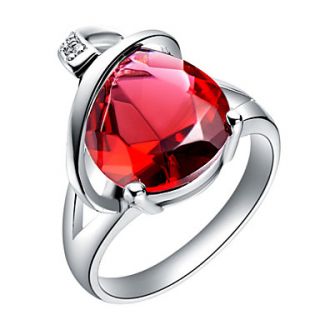 Elegant Sliver With Cubic Zirconia Teardrop Womens Ring(Red,Purple)(1 Pc)