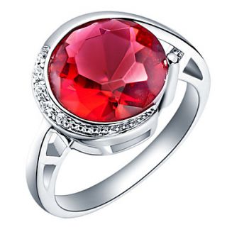 Luxurian Sliver With Cubic Zirconia Round Womens Ring(Red,Purple)(1 Pc)