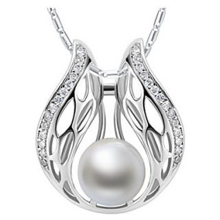 Elegant Tassel Big Imitation Pearl Slivery Alloy Necklace(1 Pc)