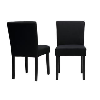 Cortesi Home Alena Black Linen Low Back Dining Chairs (set Of 2) (Charcoal blackMaterials Linen/ woodUpholstery materials 100 percent linenEuropean low back designIncludes Two (2) chairsDimensions 34 inches high x 18 inches wide x 24 inches longImport