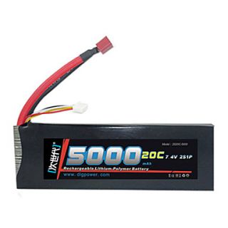 DLG 7.4V 5000mAh Li Po Battery(T Plug)