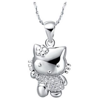 Elegant Cat Shape Silvery Alloy Womens Necklace(1 Pc)