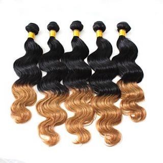 Brazilian Virgin Ombre Hair Weft Tip 6# Blonde Color 20Inches Body Wave