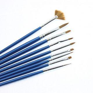 9PCS Nail Art Painting Brush BlueHandle Kits