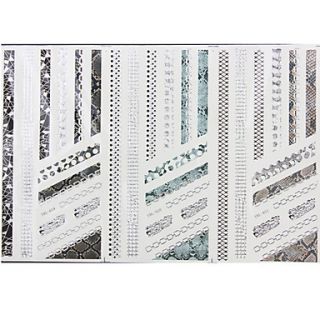 1PCS 3 Styles 3D Silver Hot Stamping Nail Art Stickers