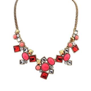 Womens European Fashion (Geometry Patch) Plated Alloy Beaded Statement Necklace (More Color) (1 pc)