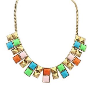 Womens European and America Punk Style (Squares) Resin Alloy Plated Statement Necklace(More Color) (1 pc)