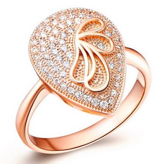 Stylish Sliver Or Gold With Cubic Zirconia Tear Womens Ring(1 Pc)