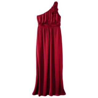 TEVOLIO Womens Plus Size Satin One Shoulder Rosette Maxi Dress   Stoplight Red