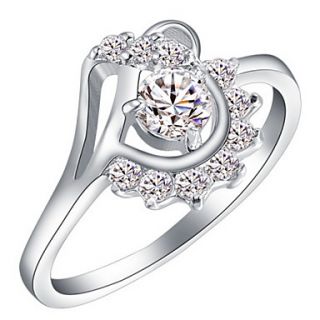 Stylish Sliver With Cubic Zirconia Flower Womens Ring(1 Pc)