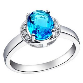 Classical Sliver With Cubic Zirconia Round Womens Ring(Blue,Red,Purple)(1 Pc)