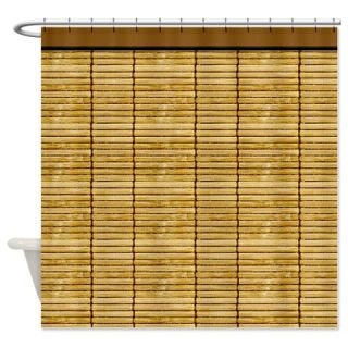  Tan Wooden Slat Blinds Shower Curtain  Use code FREECART at Checkout
