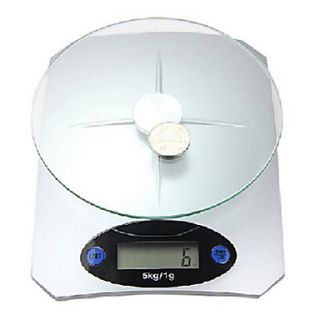 5Kg x 1g KE 5 Glass Tray LCD Kitchen Digital Scale with Auto off