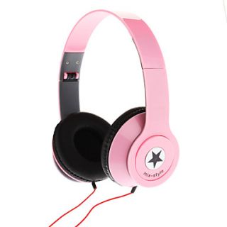 K 10 Star Pattern Adjustable Stereo 3.5mm Headphone Earphone for /4 Cellphone PC (Pink)