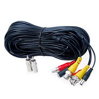 AV Video Audio Power 100 Feet BNC Cable for CCTV Video Security Surveillance Camera with 2 RCA Male to BNC Female Connectors