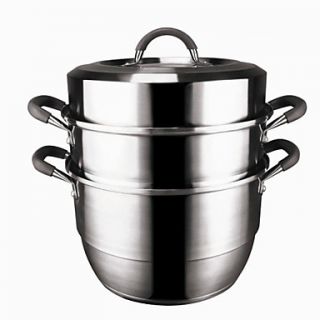 Double Layer Steamer, Stainless Steel, W26cm x L26cm x H39cm