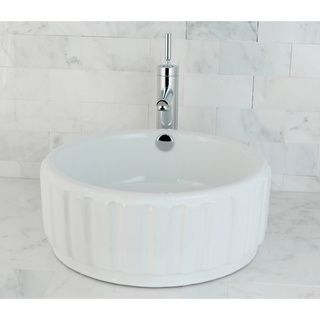 Round Vitreous China White Vessel Sink (WhiteExterior dimensions 15.75 inches in diameter x 6.68 inches high Interior dimensions 14 inches in diameter x 5.25 inches deep Update your bathroom decor with this timeless design sinkHole size requirements St
