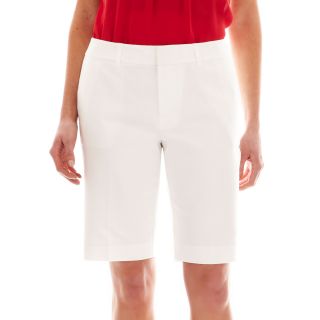 LIZ CLAIBORNE Double Cotton City Shorts, White, Womens