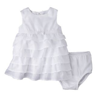 Cherokee Newborn Infant Girls Sleeveless A Line Dress   White NB