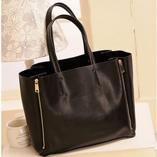 POLO Womens Simple And Elegant Leather Tote Bag(Black)