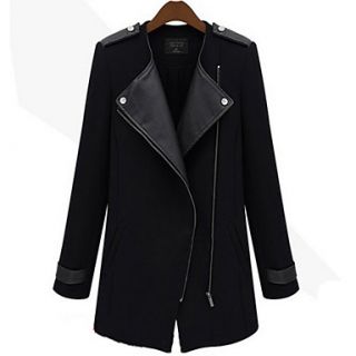 WeiMeiJia Womens Fashion Slim Zipper Long Section Coat(Black)