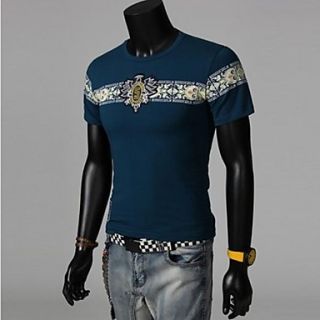Mens Summer Round Neck Slim Casual Short Sleeve Vintage Printing T shirt(Except Acc)