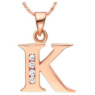 Fashion K Logo Alloy Womens Necklace With Rhinestone(1 Pc)(Gold,Silvery)
