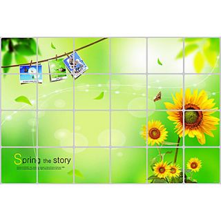 Botanical Sunflowers Aluminum Foil Waterproof High Temperature Resistant Wall Stickers