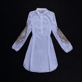 Luxury Womens Golden Flower Embroidery Top Long Sleeve Vintage T Shirts