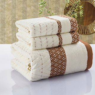 Siweidi Fashion Cotton Rhombus Pattern Towel Set(Brown)