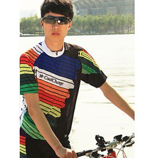 CoolChange Mens Short Sleeve Polyester Breathable Colourful Cycling Suit(Random Color for Pad)