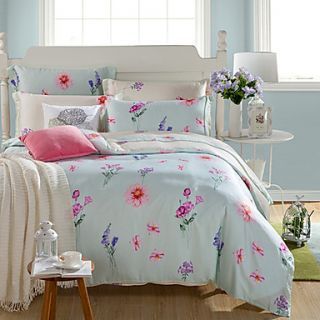 Duvet Cover Set,4 Piece Reactive Print Silky Country Botanical Floral Simple
