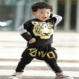 Boys Round Collar Tiger Head Two Pieces Clothing Sets