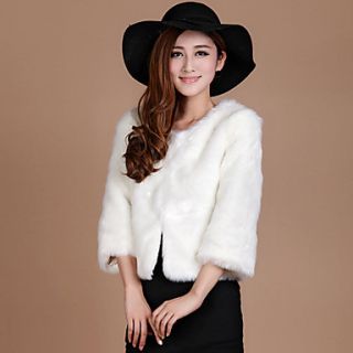 3/4 Sleeve Collarless Faux Fur Party/Casual Jacket(More Colors)