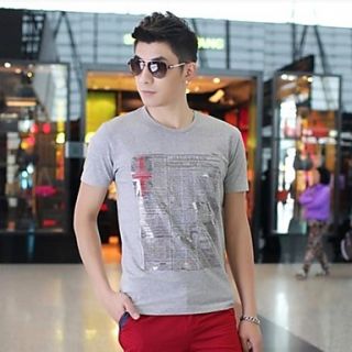 Mens Summer Round Neck Slim Casual Short Sleeve Printing T shirts(Except Acc)
