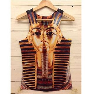 Mens 3D Series Egypt Mask Printing Tight Movement Vests