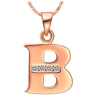 Fashion B Logo Alloy Womens Necklace With Rhinestone(1 Pc)(Gold,Silvery)