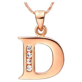 Fashion D Logo Alloy Womens Necklace With Rhinestone(1 Pc)(Gold,Silvery)