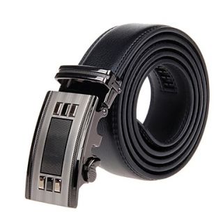 Mens Stylish Cow Split Leather Belt W/ Zinc Alloy Automatic Buckle