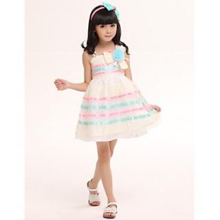Girls O nock Bowknot Colorful Striped Sleeveless Summer Dress For 2 9Years Old Children Clothing