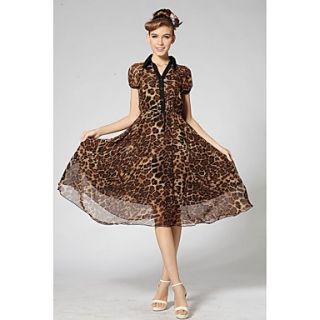 Womens Fashion Short Sleeve Leopard Dress