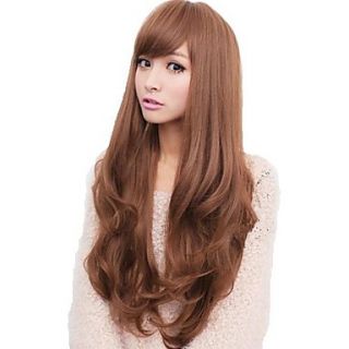 Lady Woman Daily Lovely Long Side Bang Synthetic Wavy Wigs 5 Colors Available