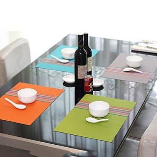 Fashion Simply Style Assorted Color Striped Placemat for Dinner, L45cm x W 30cm, Heat Resistant PVC