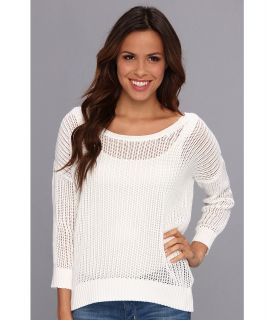 Calvin Klein Jeans 3/4 Sleeve Crewnk Mesh Sweater Womens Sweater (White)