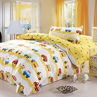 Duvet Cover,3 Piece Cotton Cartoon Cars