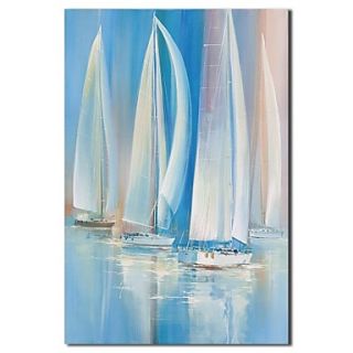 Hand Painted Oil Painting Landscape Sailing Boat on The Sea Art with Stretched Frame
