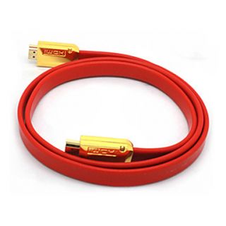 C Cable HDMI V1.4 Male to Male Cable Flat Type Red for 3D HD TV(1.5M)