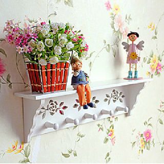 Lovely Countryside Hollowed out Storaging Shelf with 5 Hooks