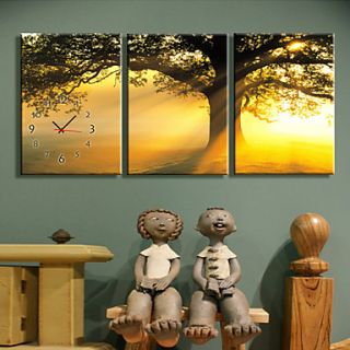 Modern Style High Class Sunset Clock in Canvas 3pcs